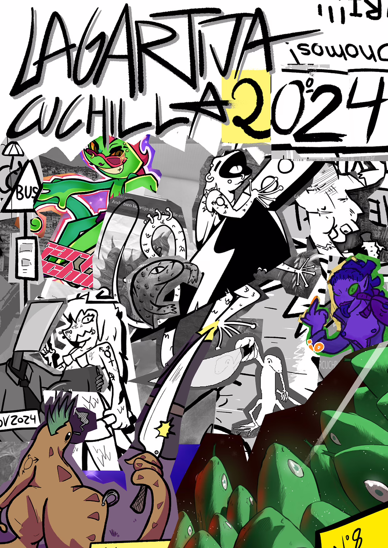 Portada del recopilatorio del fanzine de 2024. Es un colaje de todas las portadas del año.