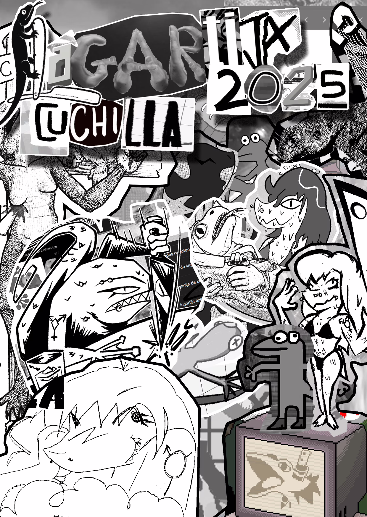 Portada del recopilatorio del fanzine de 2025. Es un colaje de todas las portadas del año.